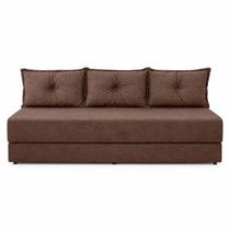 Sofá Cama 3em1 em Tecido Suede Caramelo com Almofadas - Sofá que vira cama Multifuncional Sofá Cama 3em1 em Tecido Suede Caramelo com Almofadas - Sofá que vira cama Multifuncional