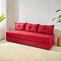 Sofá Cama 3em1 em Tecido Suede com Almofadas - Sofá que vira cama Multifuncional - Veneza Estofados