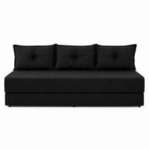 Sofá Cama 3em1 em Tecido Suede Preto com Almofadas - Sofá que vira cama Multifuncional Sofá Cama 3em1 em Tecido Suede Preto com Almofadas - Sofá que vira cama Multifuncional