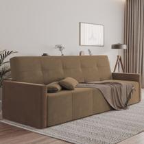Sofa Cama 4 Lugares Retrátil e Reclinável Paris 2,10m Veludo Marrom