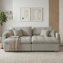 Sofá Cama 4 Lugares Retrátil Reclinável 260cm Linho com Molas Ensacadas Atena Yescasa Cinza Sofá Cama 4 Lugares Retrátil Reclinável 260cm Linho com Molas Ensacadas Atena Yescasa Cinza