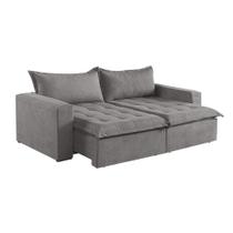 Sofá Cama 4 Lugares Retrátil Reclinável Linho M-184 Martins Cinza Sofá Cama 4 Lugares Retrátil Reclinável Linho M-184 Martins Cinza
