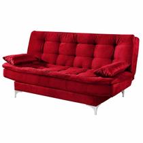 Sofá Cama Agatha Casal 3 Lugares com Encosto Reclinável Aifos Cor Vermelho