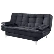Sofá Cama Agatha Casal 3 Lugares com Encosto Reclinável Cor Preto Sofá Cama Agatha Casal 3 Lugares com Encosto Reclinável Cor Preto