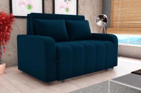 Sofá Cama Amora Veludo Azul E433 - Matrix Sofá Cama Amora Veludo Azul E433 - Matrix