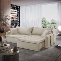 Sofá Cama Arizona Linho em Madeira Eucalipto 210 cm Braço 15 cm Meu Sofá Online