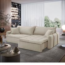 Sofá Cama Arizona Linho em Madeira Eucalipto 230 cm Braço 15 cm Meu Sofá Online