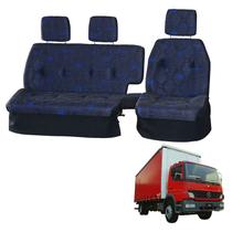 Sofá Cama Banco Completo MB Atego 1418 Cabine Simples Azul Sofá Cama Banco Completo MB Atego 1418 Cabine Simples Azul