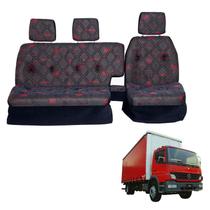 Sofá Cama Banco Completo MB Atego 1418 Cabine Simples Vermel Sofá Cama Banco Completo MB Atego 1418 Cabine Simples Vermel