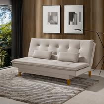 Sofá Cama Bangkok Costura Capitonê Moderna c/ Almofadas