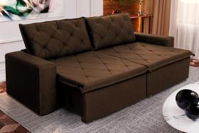 Sofá Cama Bangkok Sem Caixa 2,50m Retrátil e Reclinável Com Molas Velut Marrom - King House