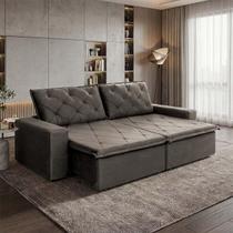 Sofá Cama Bangkok Sem Caixa 3,00m Retrátil e Reclinável Com Molas Velut Tabaco - King House Sofá Cama Bangkok Sem Caixa 3,00m Retrátil e Reclinável Com Molas Velut Tabaco - King House