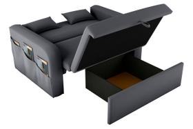 Sofá Cama Baú de Solteiro 2 Lugares Veludo Chumbo Lady Dai