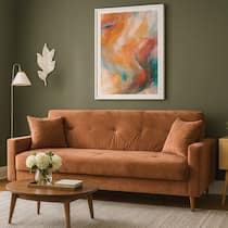 Sofá Cama Baú Rocoo 205cm Reclinável Veludo Terracota - Sallar Home Sofá Cama Baú Rocoo 205cm Reclinável Veludo Terracota - Sallar Home