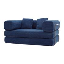 Sofá Cama Bloom Retrátil e Modular Bouclê Design Moderno Na Caixa Azul Marinho