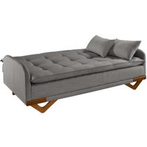 Sofá Cama Cannes em Linho 3 Lugares Reclinável 202cm Luxury Cor Cinza Sofá Cama Cannes em Linho 3 Lugares Reclinável 202cm Luxury Cor Cinza