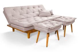 Sofá Cama Caribe Com Duas Banquetas Linho Essencial Estofados Sofá Cama Caribe Com Duas Banquetas Linho Essencial Estofados