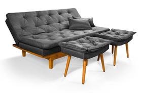 Sofá Cama Caribe Duas Banquetas Linho Essencial Estofados