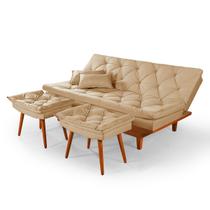 Sofá Cama Caribe + Duas Banquetas Rubi - Essencial Estofados
