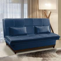 Sofá Cama Casal 190 Cm Mola Bonnel Espuma D26 Pillow Lotus Suede Azul - SóSofá