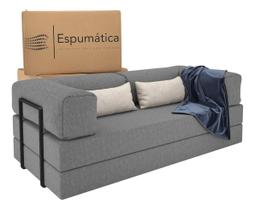 Sofá Cama Casal 2 em 1 Puff Modular Enviado na Caixa, Design Modular Moderno Cinza
