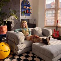 Sofá Cama Casal 2 lugares com Apoio de Pés e Haste Inox Bloom 1,90m Sofá na Caixa