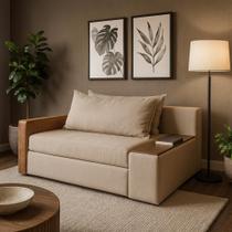 Sofá-Cama Casal 2 Lugares com Baú Lateral Panamá Linho Chocolate