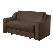Sofá Cama Casal 2 Lugares Lufer Betim Suede Marrom Retrátil