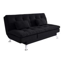 Sofá-Cama Casal 3 Lugares Amanda I Suede com Almofadas Preto