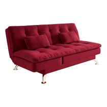 Sofá-Cama Casal 3 Lugares Amanda Suede com Almofadas Vermelho Sofá-Cama Casal 3 Lugares Amanda Suede com Almofadas Vermelho