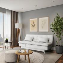 Sofá-Cama Casal 3 Lugares Antônia material sintético Branco