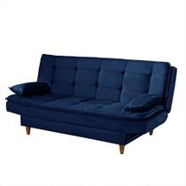 Sofá-Cama Casal 3 Lugares Dinorá Suede Azul