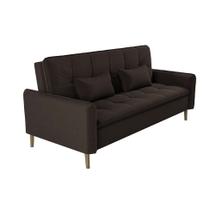 Sofá-Cama Casal 3 Lugares Donna Veludo Marrom Sofá-Cama Casal 3 Lugares Donna Veludo Marrom