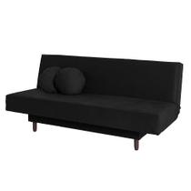 Sofá-Cama Casal 3 Lugares Jimmy Suede Preto Sofá-Cama Casal 3 Lugares Jimmy Suede Preto