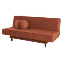 Sofá-Cama Casal 3 Lugares Jimmy Suede Terracota - Mobly