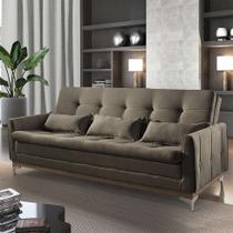 Sofá-Cama Casal 3 Lugares Kairos Suede Capuccino - Luxury Estofados