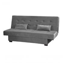 Sofá Cama Casal 3 Lugares Laila Veludo Chumbo
