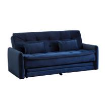 Sofá-Cama Casal 3 Lugares Madalena Veludo Azul