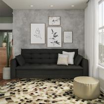 Sofá-Cama Casal 3 Lugares Marina Suede Grafite Sofá-Cama Casal 3 Lugares Marina Suede Grafite