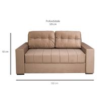 Sofá-Cama Casal 3 Lugares Murilo Veludo Marrom Claro