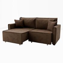 Sofá-Cama Casal 3 Lugares Onix Veludo Café 220 cm Sofá-Cama Casal 3 Lugares Onix Veludo Café 220 cm