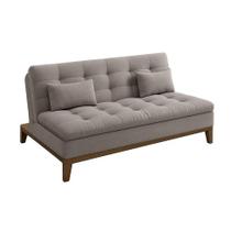 Sofá-Cama Casal 3 Lugares Premium Base e Pés de Madeira Linho Cinza