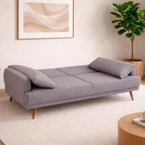 Sofá-Cama Casal 4 Lugares Herval Click Linho Cinza Escuro, 211 cm