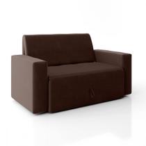 Sofá Cama Casal 5000 Com Braço Veludo Marrom Mamflex