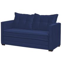 Sofá Cama Casal Articulável 2 Lugares Londres Suede Azul Marinho - D'Monegatto