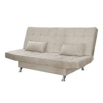 Sofá Cama Casal Com Almofadas 3 Lugares Califórnia Suede Bege