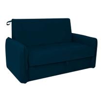 Sofá-Cama Casal com Baú 2 Lugares Zaia Suede Azul - Matrix