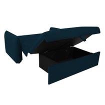 Sofá-Cama Casal com Baú 2 Lugares Zaia Suede Azul
