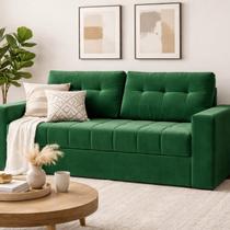 Sofá Cama Casal em Tecido 182cm com Espuma D28 Murilo Veludo Verde