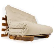 Sofá Cama Casal Futon Oriental Com Madeira Nobre Natural - Bege Claro